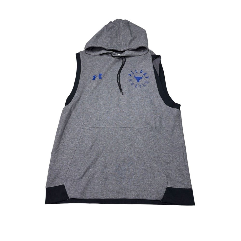 Under Armour Project Rock All Day Hustle Sleeveless Hoodie Gray Mens Large